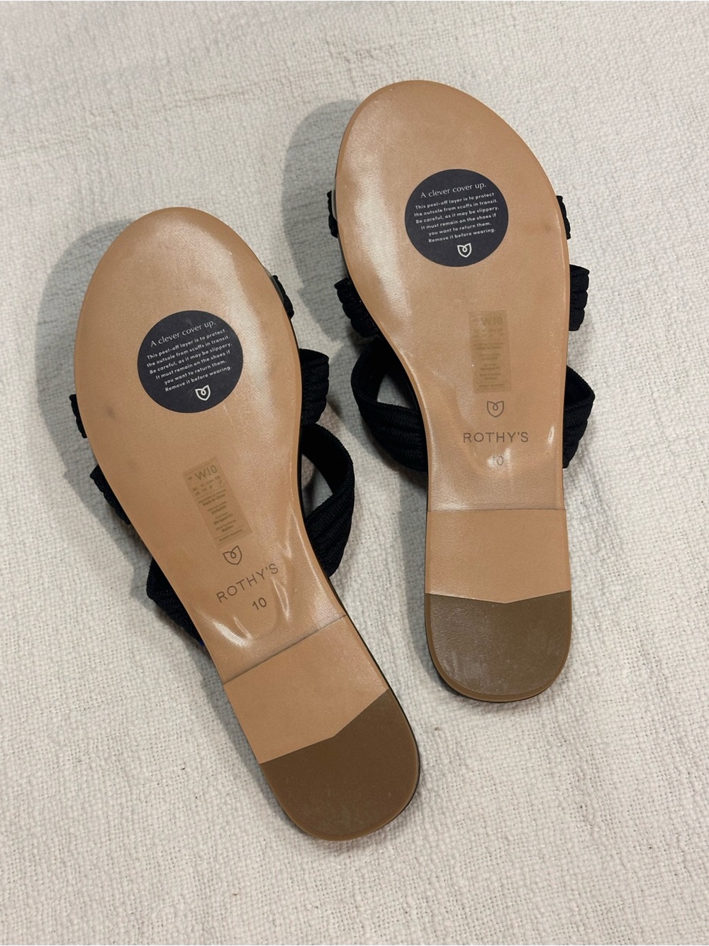 Rothy's Black Triple-Strap Slide Sandals - Size 10 - Unworn - Picture 3 of 3